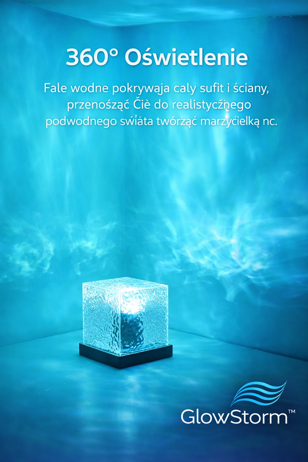 GlowStorm™ – Romantyczna Burza Światła 3D | 16 Kolorów, Efekt Aury i Fali Oceanu do Sypialni i Relaksującej Kąpieli