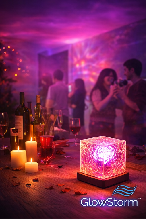 GlowStorm™ – Romantyczna Burza Światła 3D | 16 Kolorów, Efekt Aury i Fali Oceanu do Sypialni i Relaksującej Kąpieli