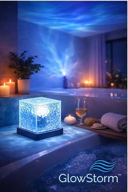 GlowStorm™ – Romantyczna Burza Światła 3D | 16 Kolorów, Efekt Aury i Fali Oceanu do Sypialni i Relaksującej Kąpieli
