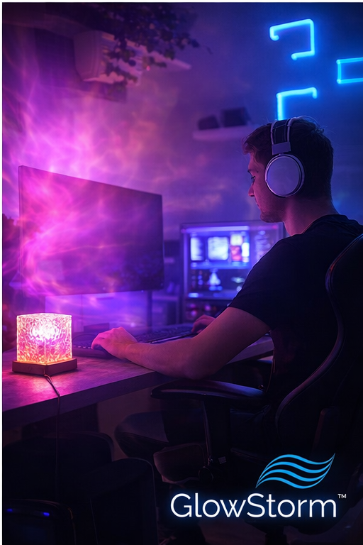GlowStorm™ – Romantyczna Burza Światła 3D | 16 Kolorów, Efekt Aury i Fali Oceanu do Sypialni i Relaksującej Kąpieli
